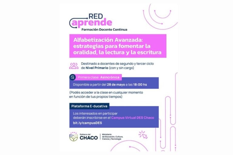 Red Aprende: este miércoles arranca el curso de Alfabetización Avanzada para docentes primarios