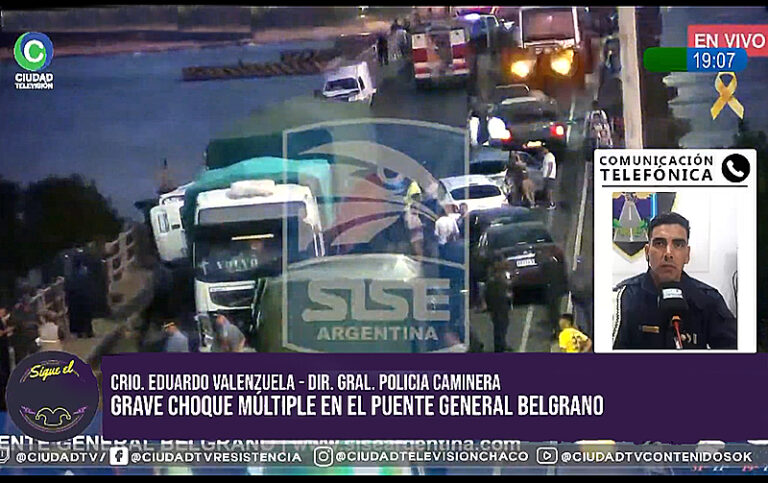 Choque en el puente interprovincial: Tres personas fueron trasladadas, una sola con lesiones graves pero no corre peligro su vida